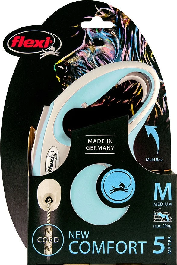 Flexi Hondenriem Rollijn New Comfort Koord M Lichtblauw 5 M - Afbeelding 2