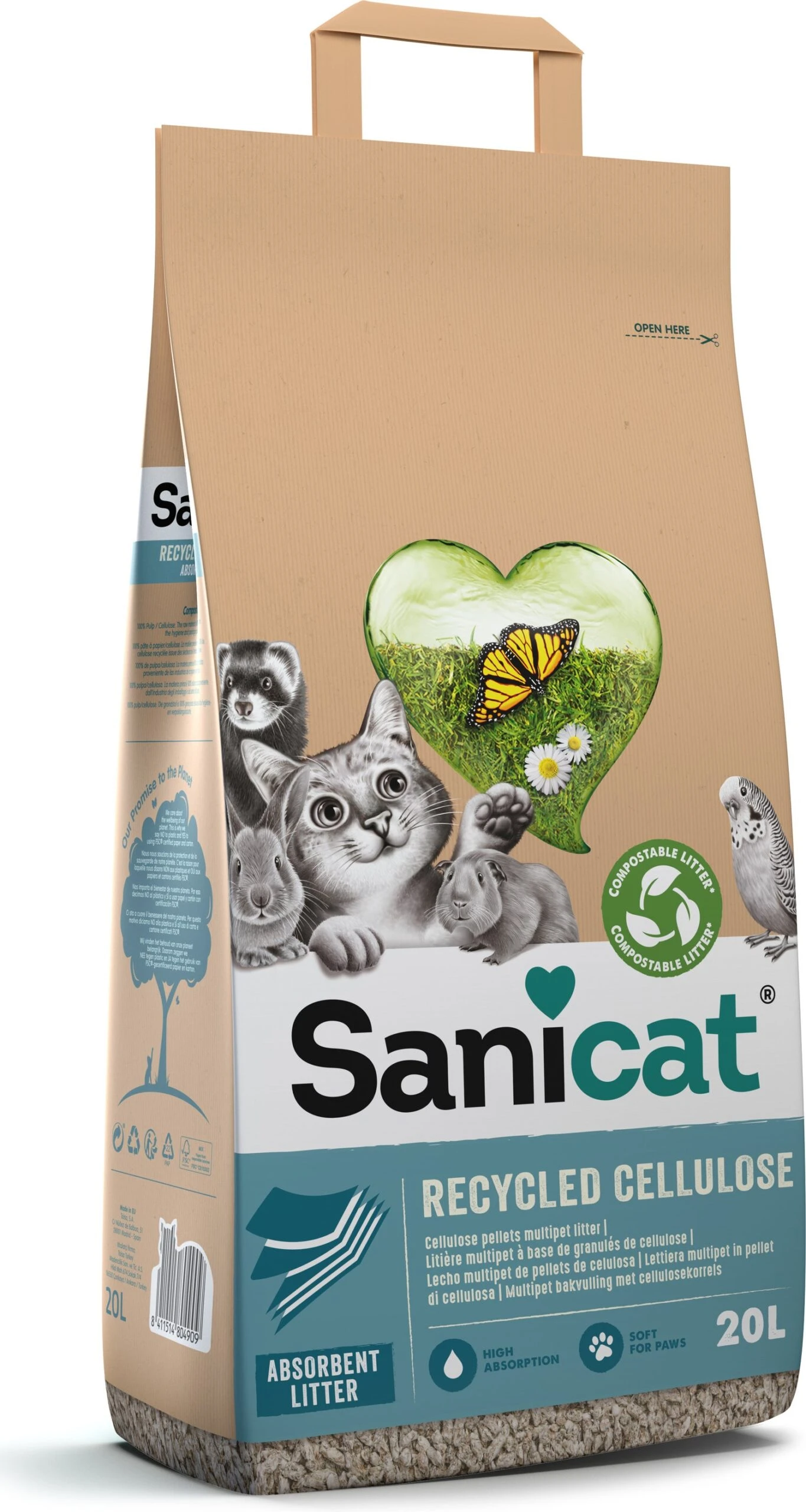 Sanicat Kattenbakvulling Recycled Cellulose 20 L